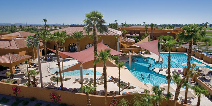 Photo of community pool and patio for Pebble Creek Community in Goodyear AZ